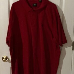 Izod Silk Wash Red Cotton Shirt